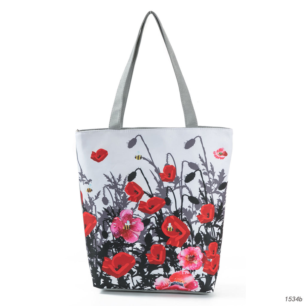 Ink painting flowers shopping bag