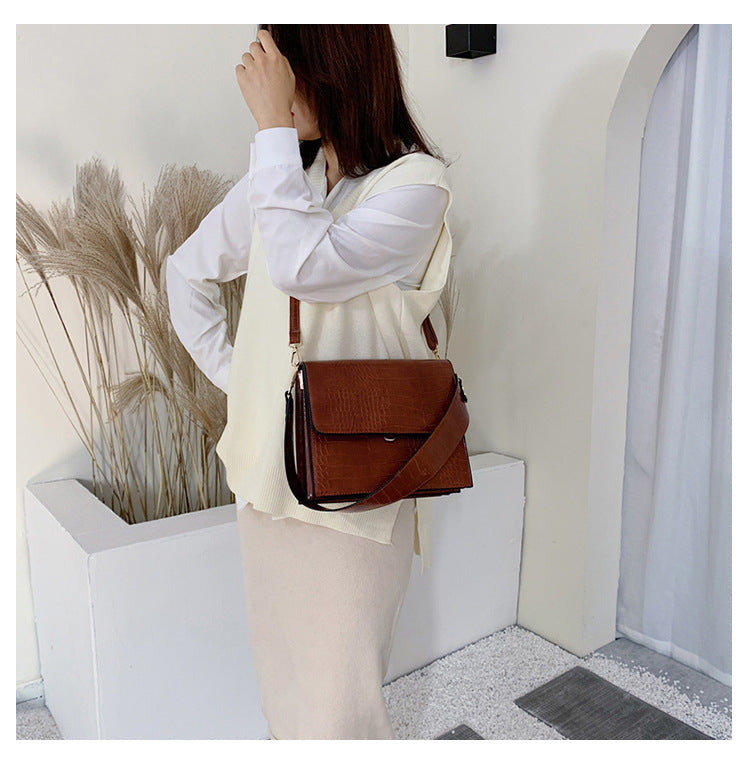 Textured StonePattern Single Shoulder Small SquareBag