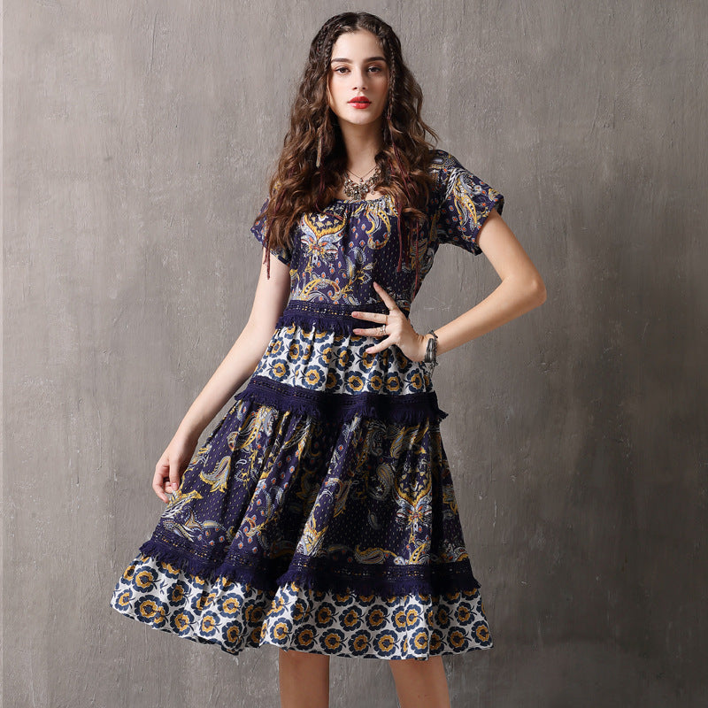 Vintage lace mid-sleeve dress