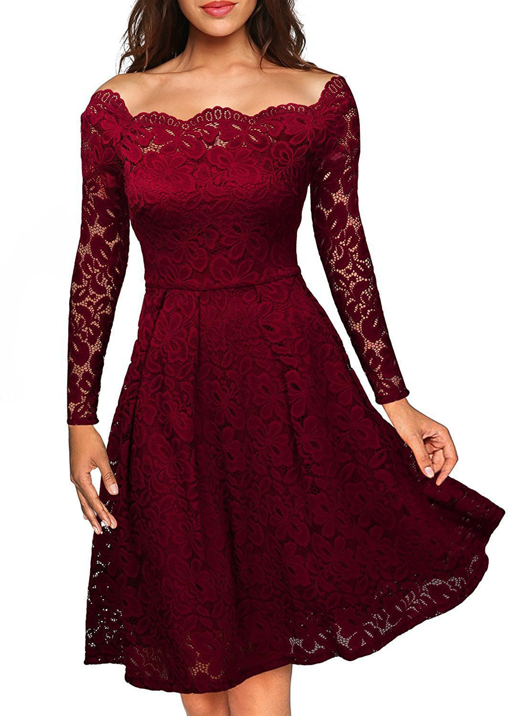 Women's Dress Vintage Mid-sleeve Lace Irregular Dress