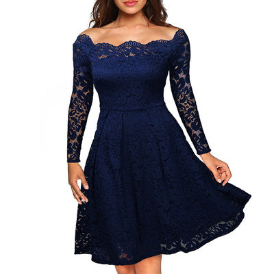 Women's Dress Vintage Mid-sleeve Lace Irregular Dress