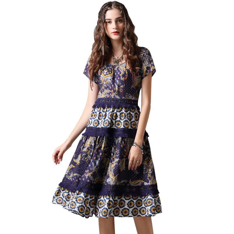 Vintage lace mid-sleeve dress