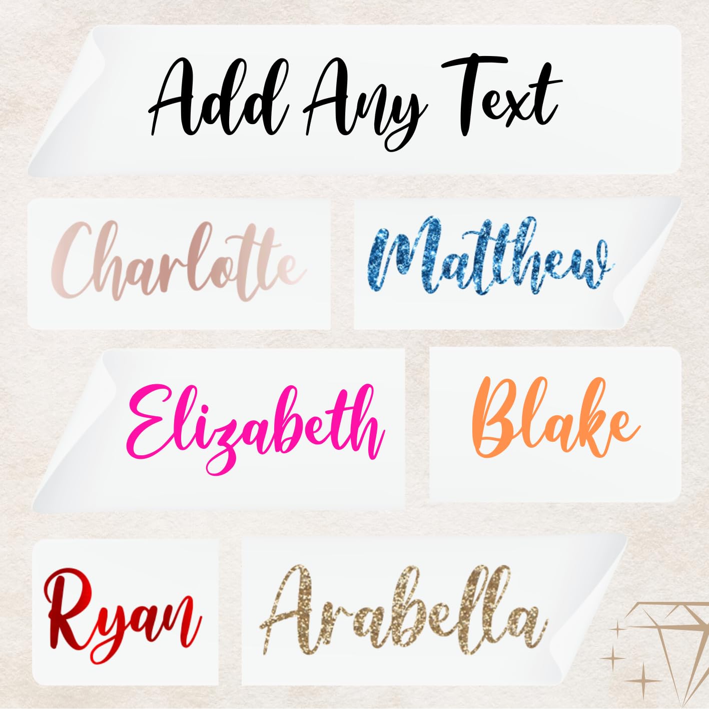 Personalised Vinyl Name Decal | 33 Colours | Elegant Font | Perfect for Laptops Tumblers Organising Wall Stickers | Vinyl Decal | Custom Business Labels | Calligraphy Stickers