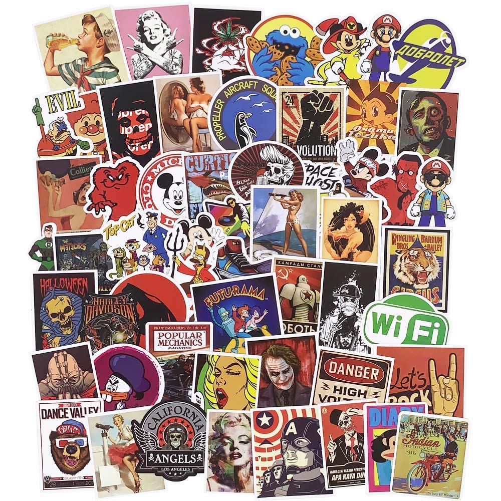Retro Stickers for Laptops, 100 Pack Trendy Aesthetic Waterproof Vinyl Sticker