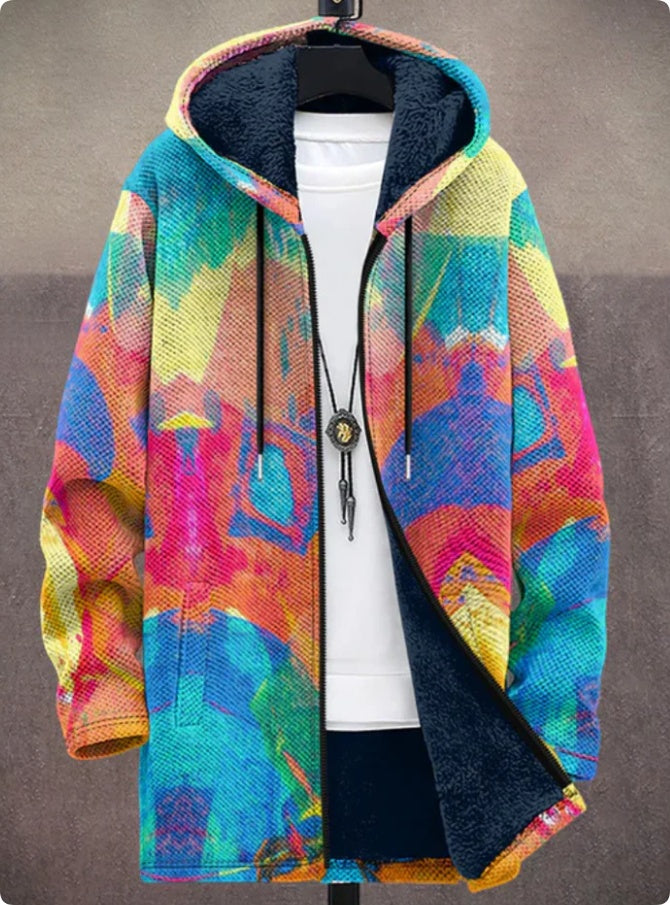 Men's Winter Printed Plush Lining Thick And Windproof