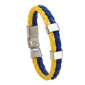 Multi-layer Woven Leather Ukrainian Flag Color Bracelet Manufacturer Source