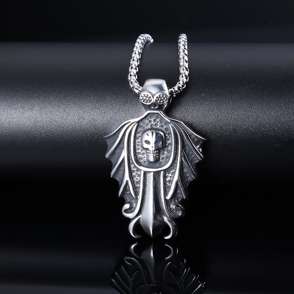 Dark-style Retro Skull And Bat Titanium Steel Pendant
